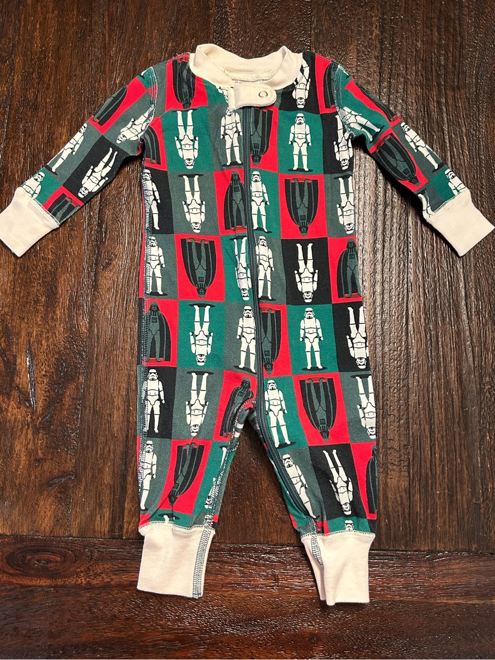 Star Wars Hanna Andersson Green and Red Stormtrooper One-Piece Footie Pajamas